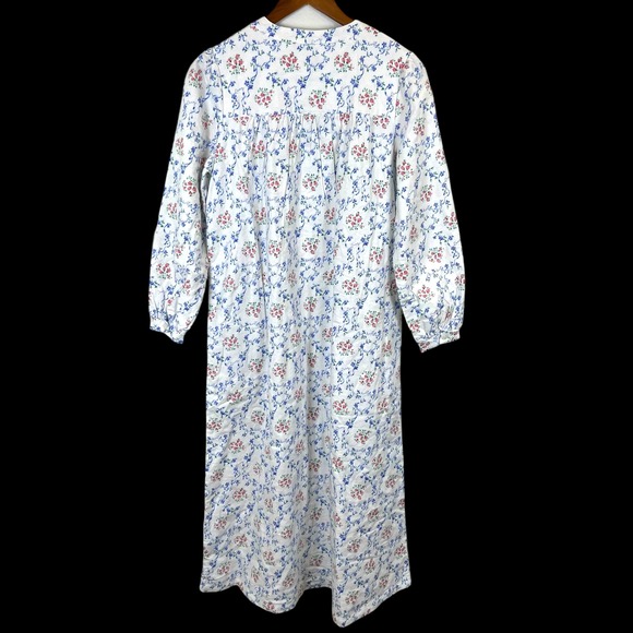 Lanz of Salzburg Nightgown Size XS Cotton White Floral Long Lounge Sleepwear PJs - Picture 3 of 13